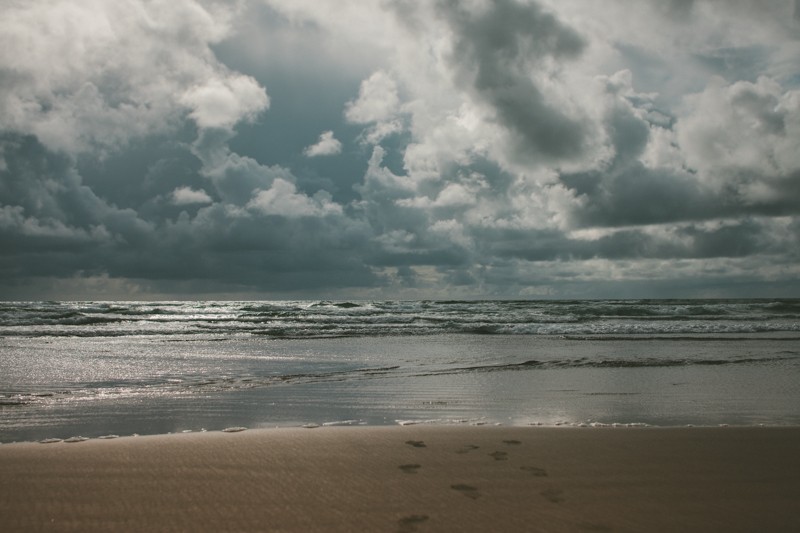 cloudy beach in seaside, or