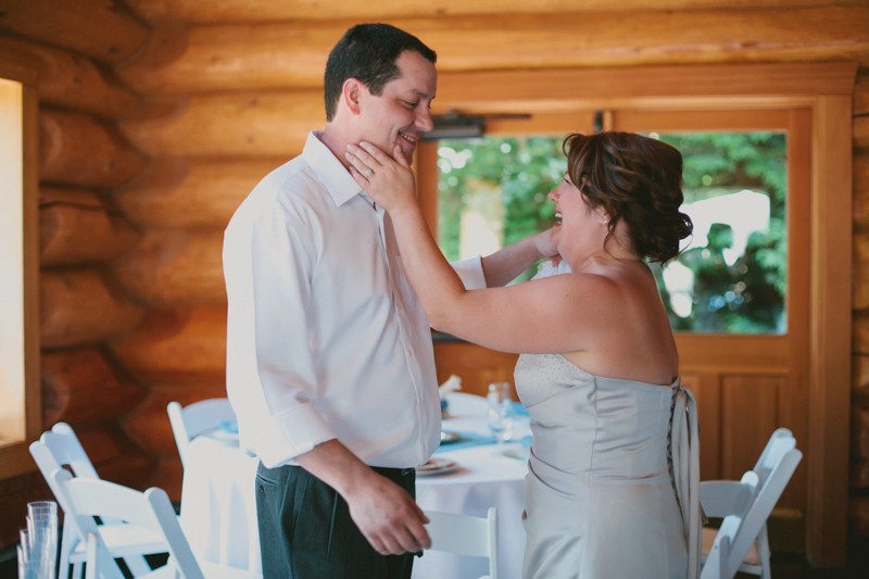 Bride and groom rejoicing their newlywed status. 