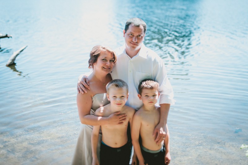 Wedding family portraits in the water at Island Lake Park in Silverdale, WA. 