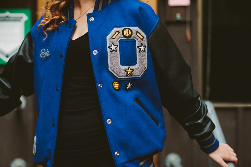 Olympic High School, Bremerton, letterman jacket detail on a 2016 senior girl. 