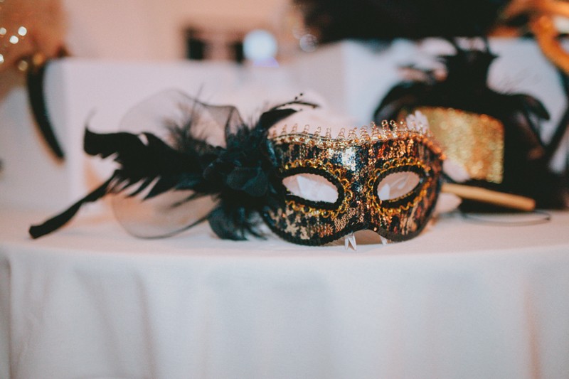 Sparkly wedding photo booth prop mask and hats. 