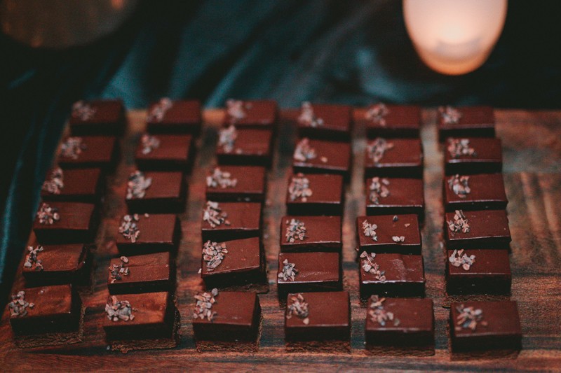 Salted chocolate truffle wedding desserts. 