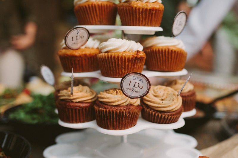 Vegan and gluten free cupcake variety for a simple park wedding. 