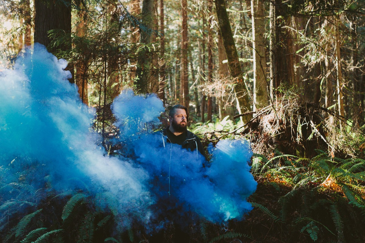 Casey Crescenzo of The Dear Hunter with smoke grenades | Port Angeles, WA photographer Meghann Prouse | www.photomegs.com
