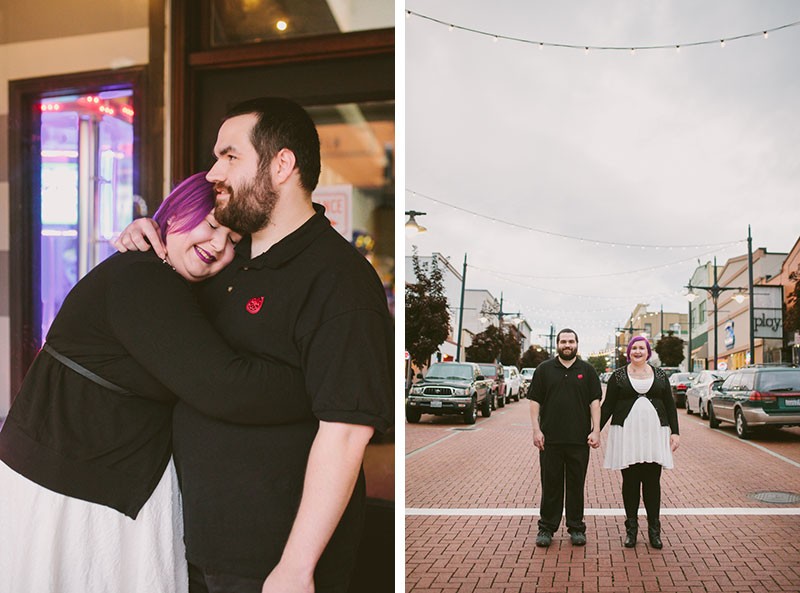 Downtown Bremerton engagement session, with alternative couple in love. 