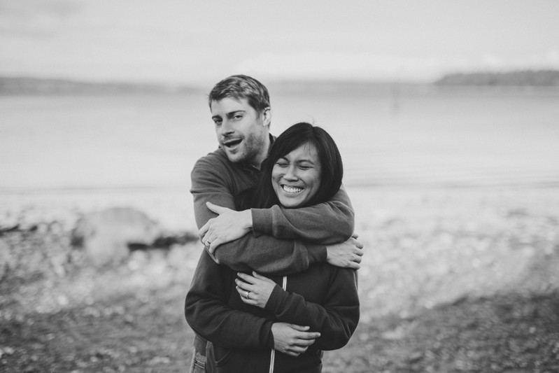 Cute couples' portrait session on a beach, by Bremerton photographer Meghann Prouse. 