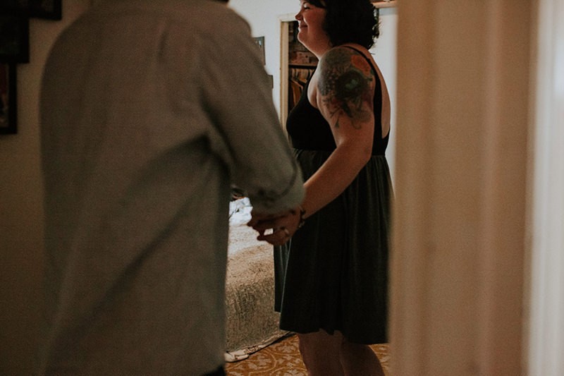 Tattooed couples portraits, at home, in Bremerton, WA. 