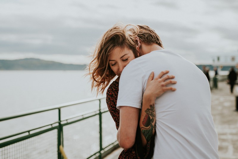 Romantic, windy ferry engagement session. 