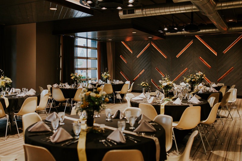 Modern indoor wedding venue, The Pine Room, in Tacoma, WA. 