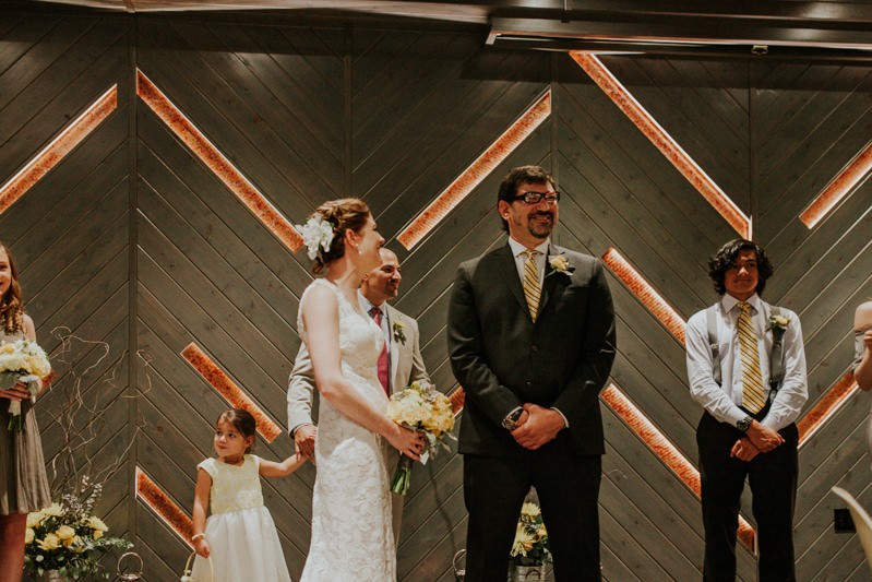 Modern wedding ceremony at The Pine Room in Tacoma, WA. 