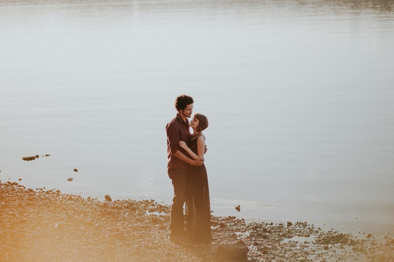 Seattle-Tacoma engagement session at sunset along the Hood Canal. 