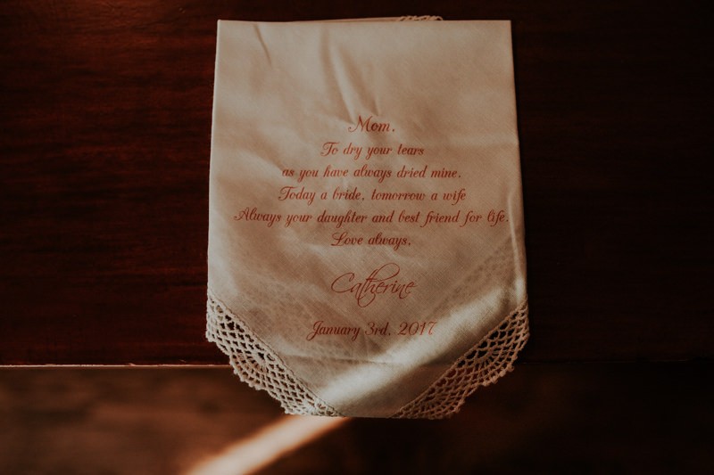 Sentimental custom handkerchief for the mother of the bride. 