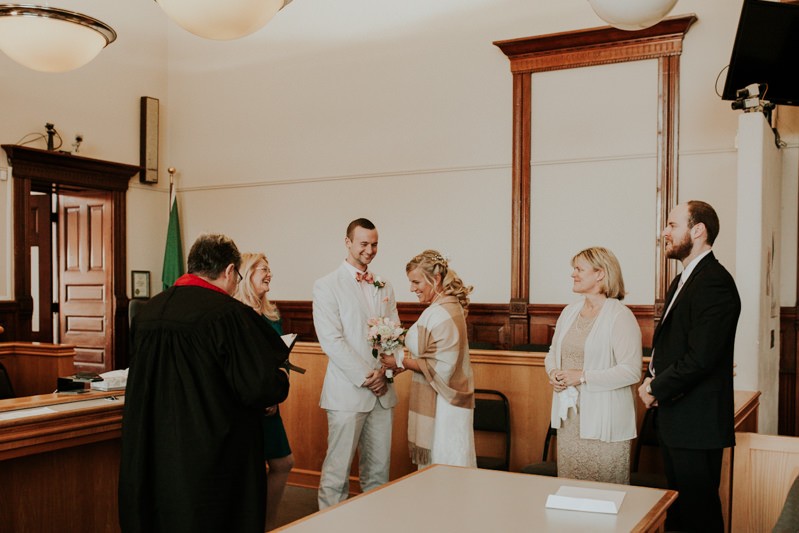 Small elopement ceremony at the courthouse. 