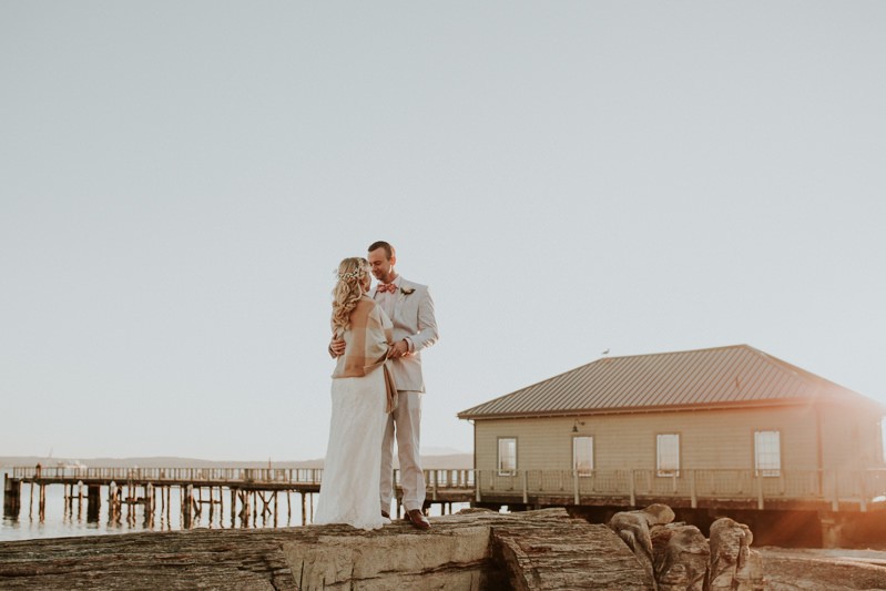 Sunset elopement on the waterfront in Port Townsend, WA. 