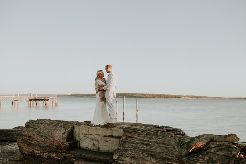 Waterfront sunset elopement in Port Townsend, Washington.