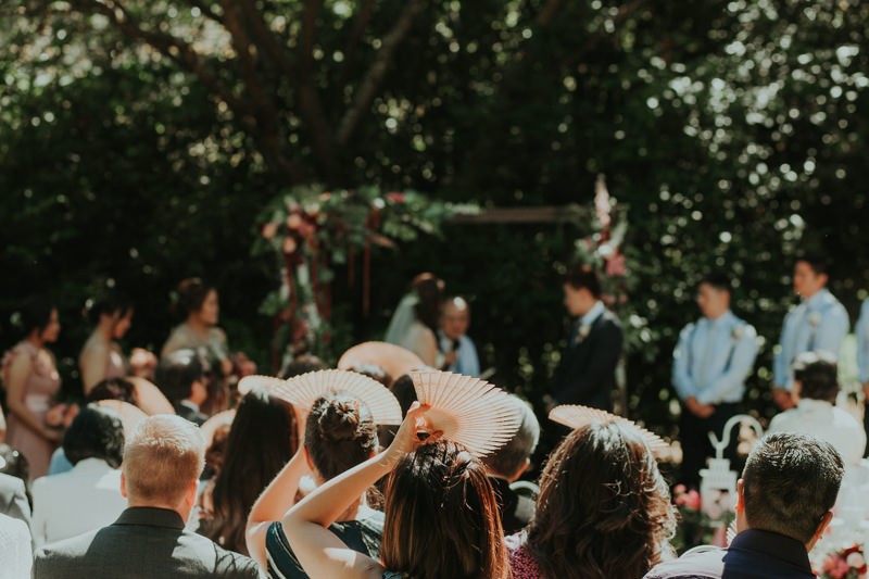 Garden wedding ceremony in Seattle, at Robinswood House. 