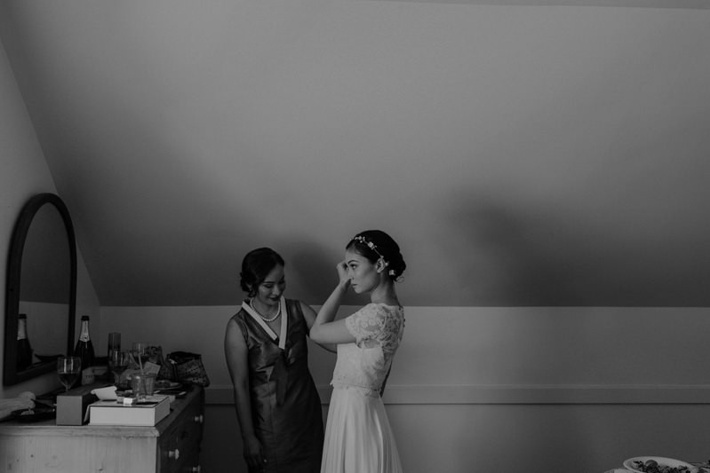 Whidbey Island wedding, with bride getting ready in historic home. 