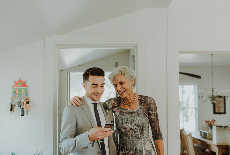 The groom and his mom share a moment before the ceremony in Whidbey Island, WA. 
