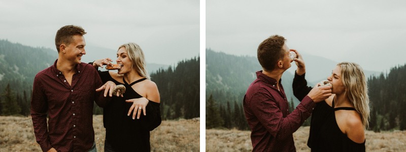 PNW mountaintop engagement session with donuts | Bremerton elope