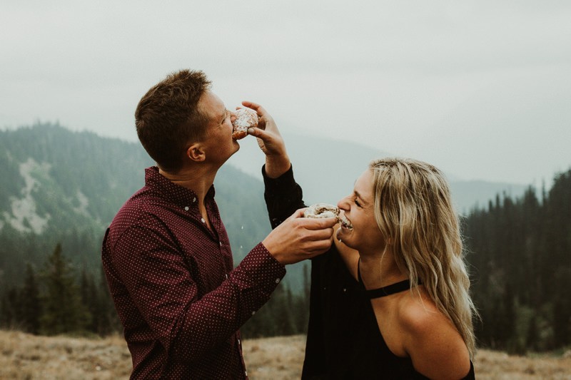 PNW mountaintop engagement session with donuts | Bremerton elope