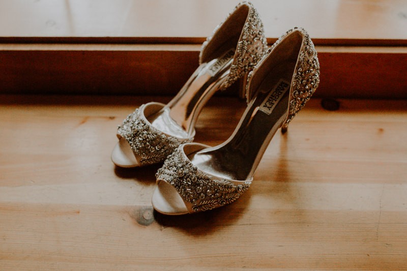Jeweled peep toe wedding heels at Kitsap Memorial State Park | Bremerton wedding + elopement photographer Meghann Prouse | www.photomegs.com