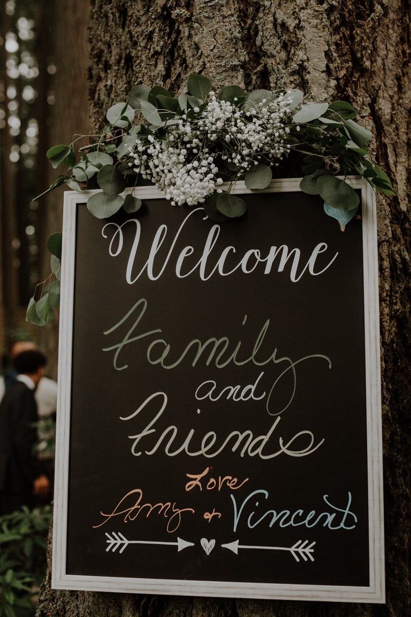 Chalk wedding welcome sign | Poulsbo wedding + elopement photographer Meghann Prouse | www.photomegs.com