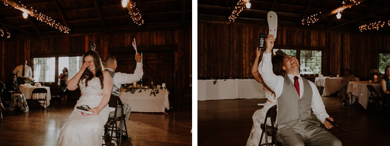 Fun indoor wedding reception at Kitsap Memorial State Park | PNW wedding + elopement photographer Meghann Prouse | www.photomegs.com
