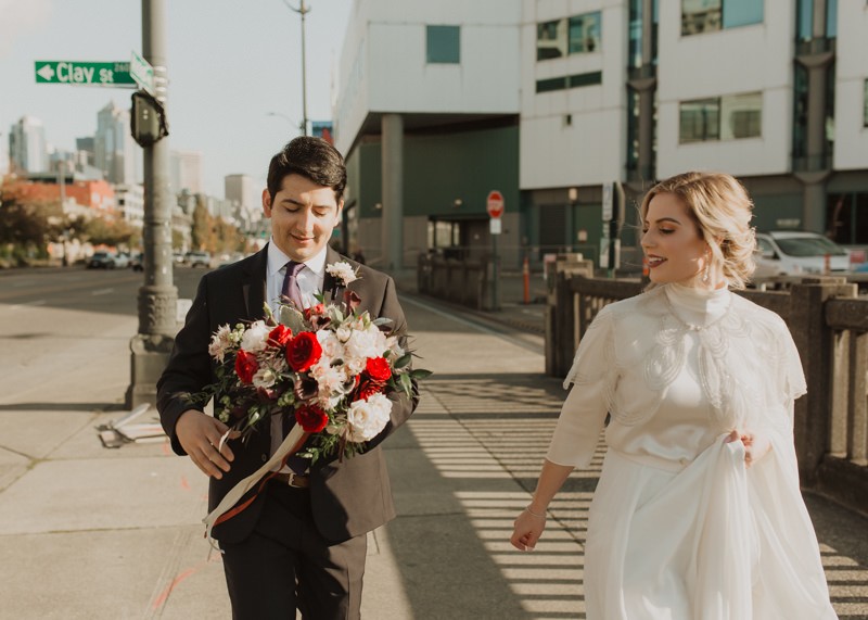 Vintage goth downtown Seattle elopement | PNW micro wedding photographer Meghann Prouse | www.photomegs.com
