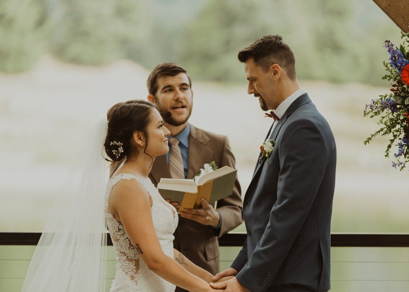 Summer wedding vows | Northwest Trek ceremony | Seattle wedding photographer