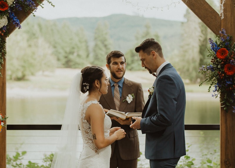 Bride + Groom's vows at Northwest Trek wedding day | Seattle wedding photographer