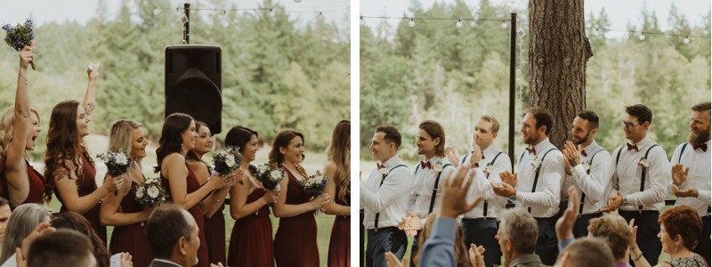 Wedding party cheering | Northwest Trek wedding day | Seattle wedding photographer