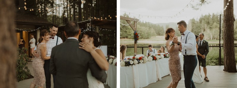 Dual mother-son, father-daughter dance at Northwest Trek wedding day | Seattle wedding photographer