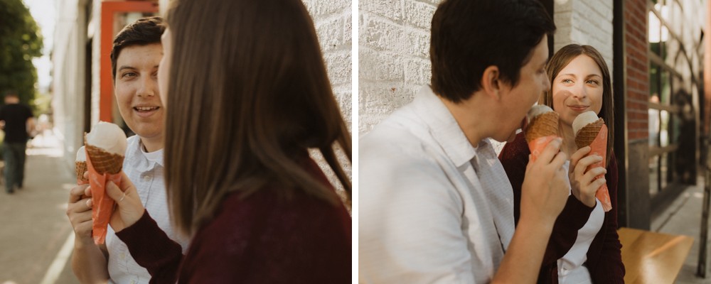 Fun engagement session ideas with ice cream cones in Seattle, WA. 