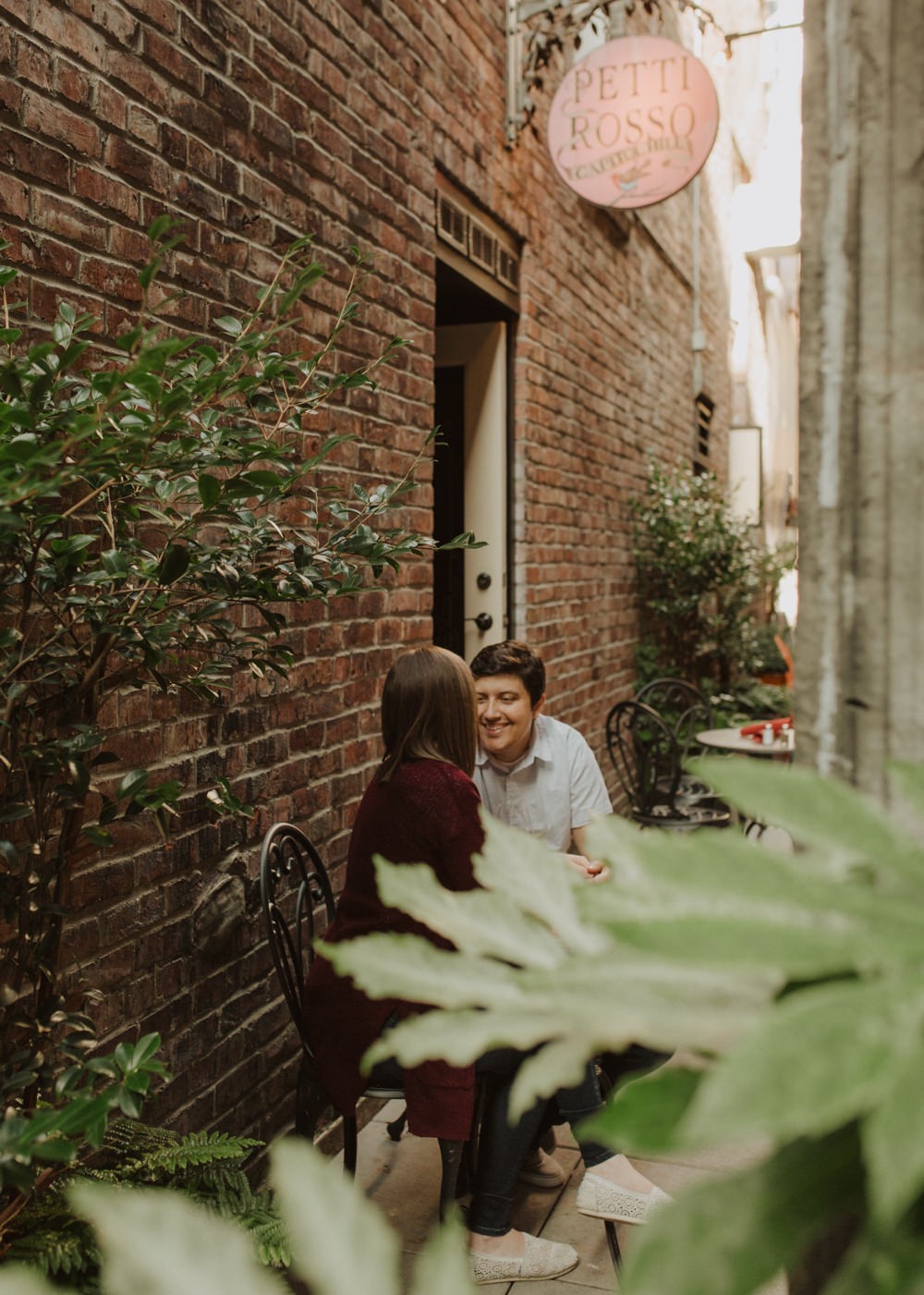 Capitol Hill wine date engagement photos in Seattle, WA. 