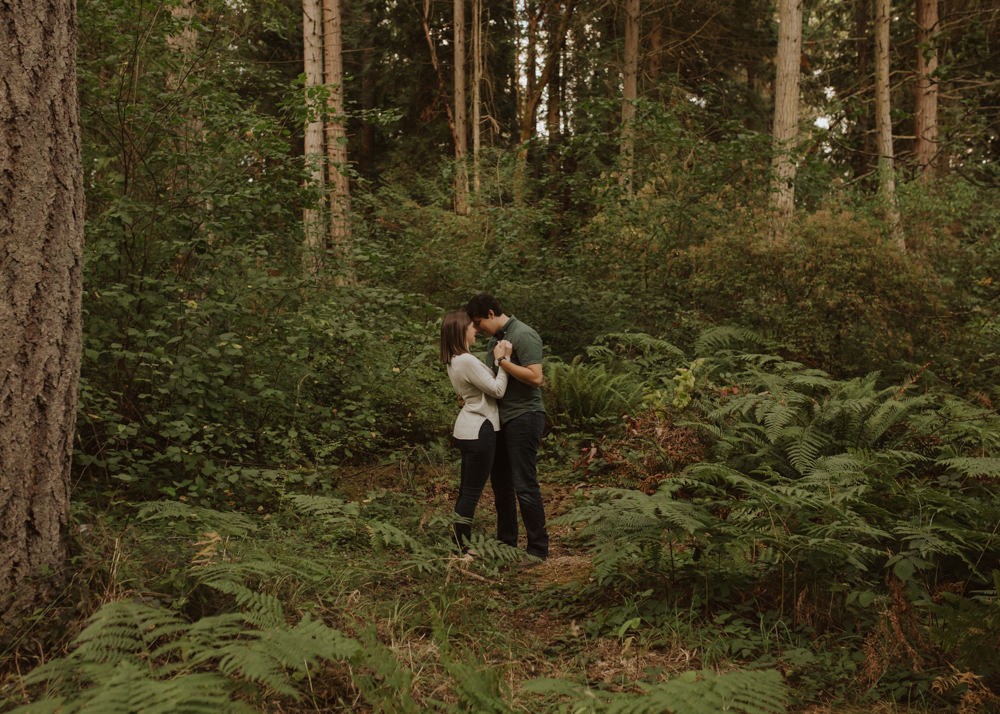 Lincoln Park woodsy engagement session with same sex couple. 