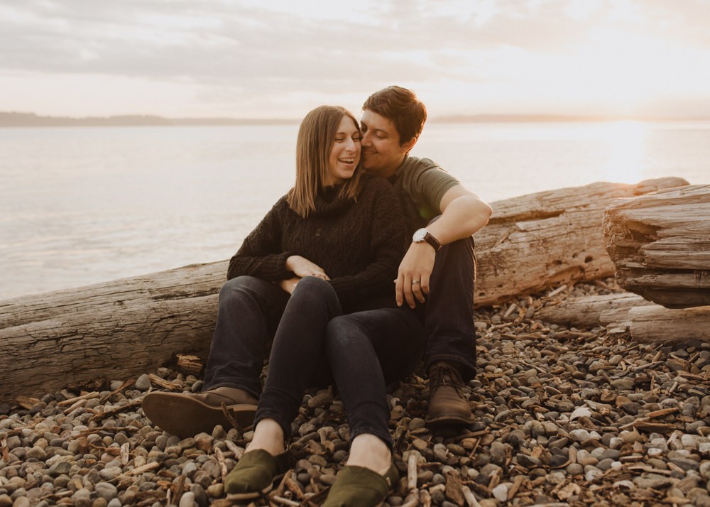 PNW sunset engagement session on the beach. 