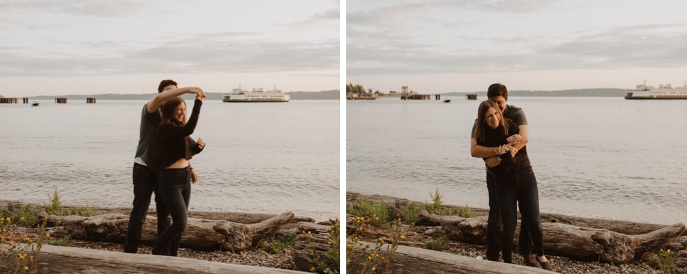 PNW sunset engagement photos. 