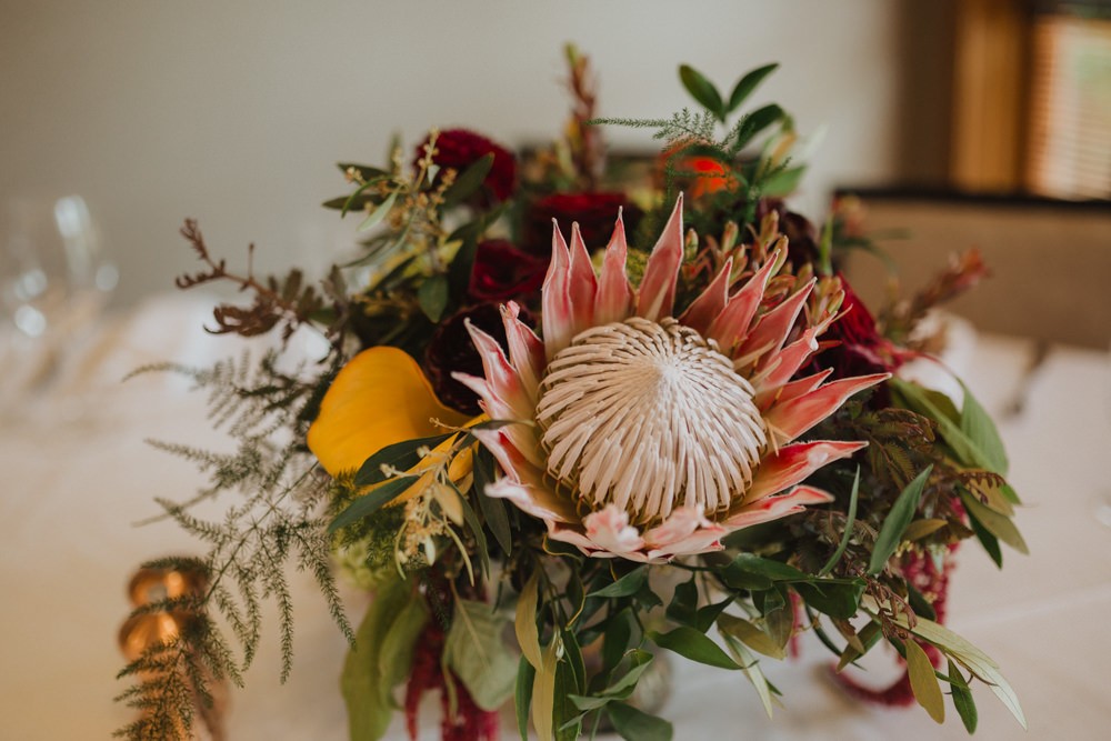 Gorgeous Protea floral wedding centerpiece. 
