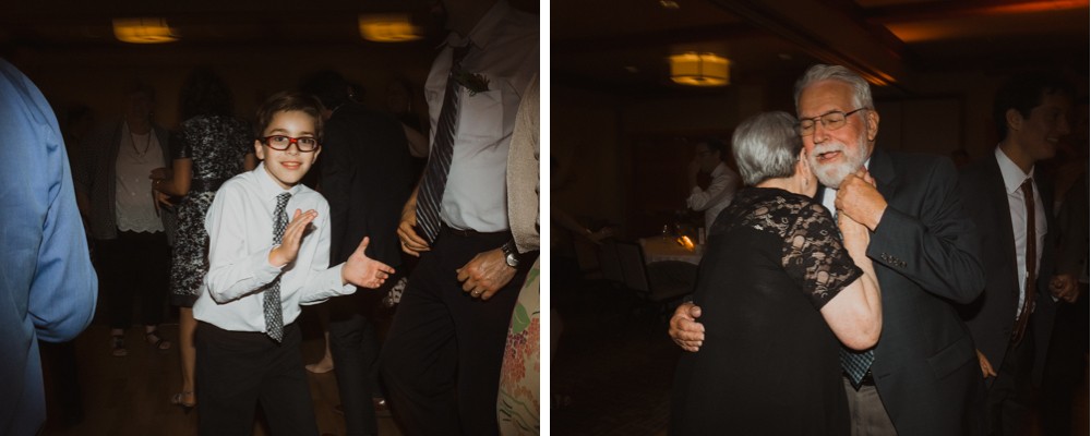 Guests dancing at wedding reception in Seattle, WA. 