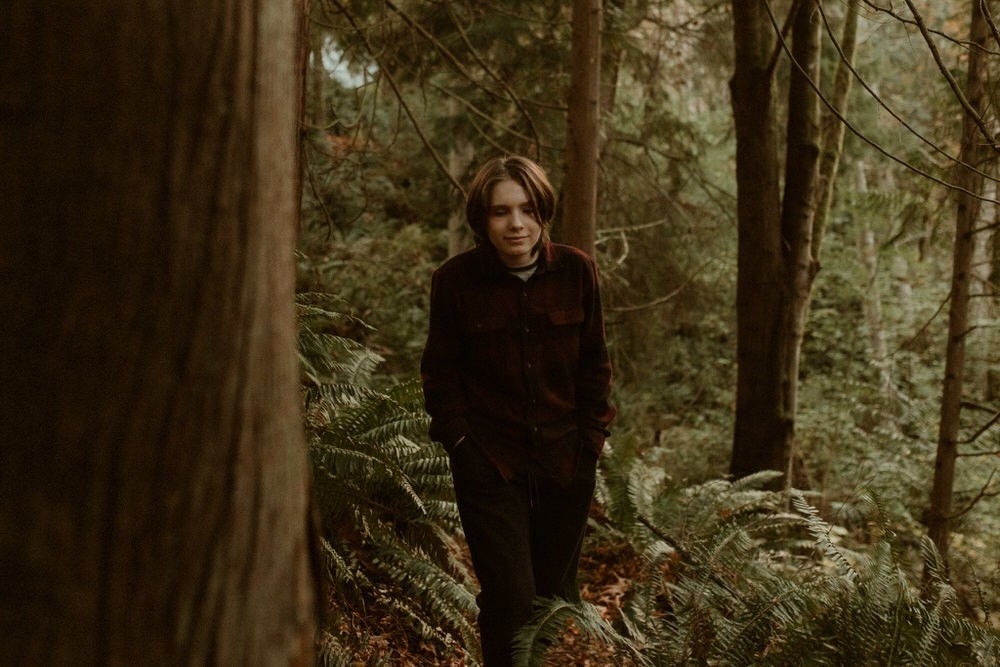 PNW forest portraits, surrounded by ferns. 