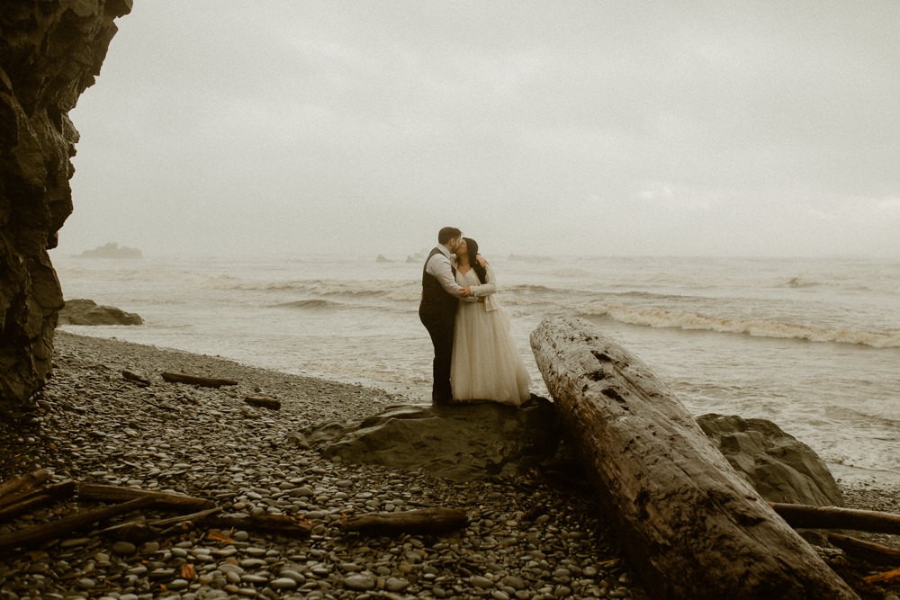 Rialto and Ruby Beach elopement on a rainy, foggy day. 