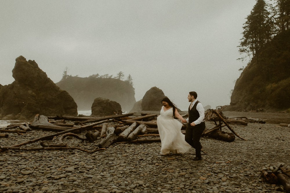 Adventurous PNW elopement at Ruby Beach in Forks, Washington. 