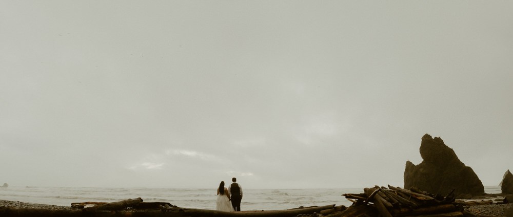Rainy and magical Ruby Beach elopement wedding. 