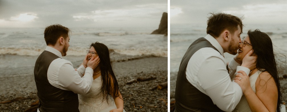 Non-traditional beach elopement wedding in Washington state. 