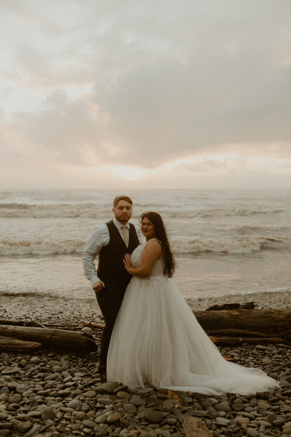 Ruby Beach elopement photography at sunset. 
