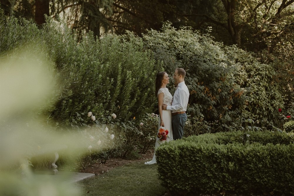 Garden wedding couples portraits in Seattle. 