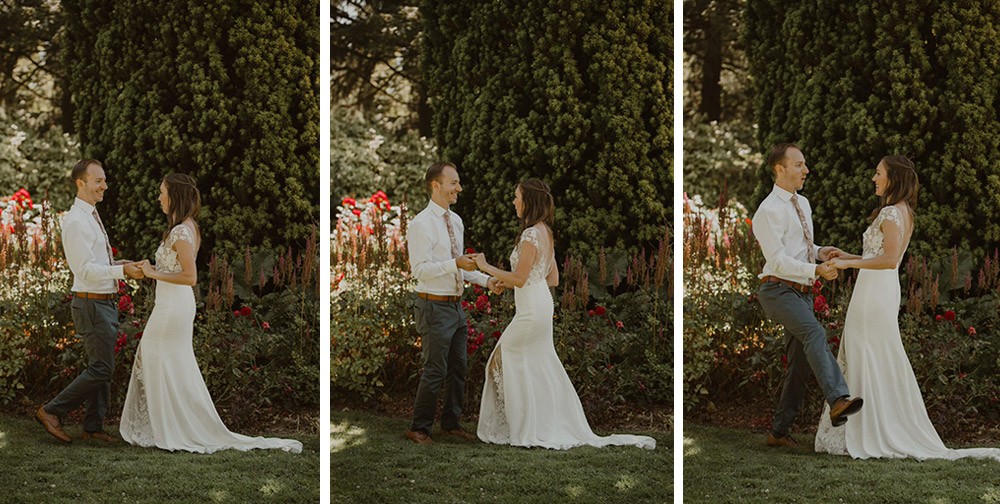 Intimate wedding at the Seattle Woodland Park Rose Garden. 