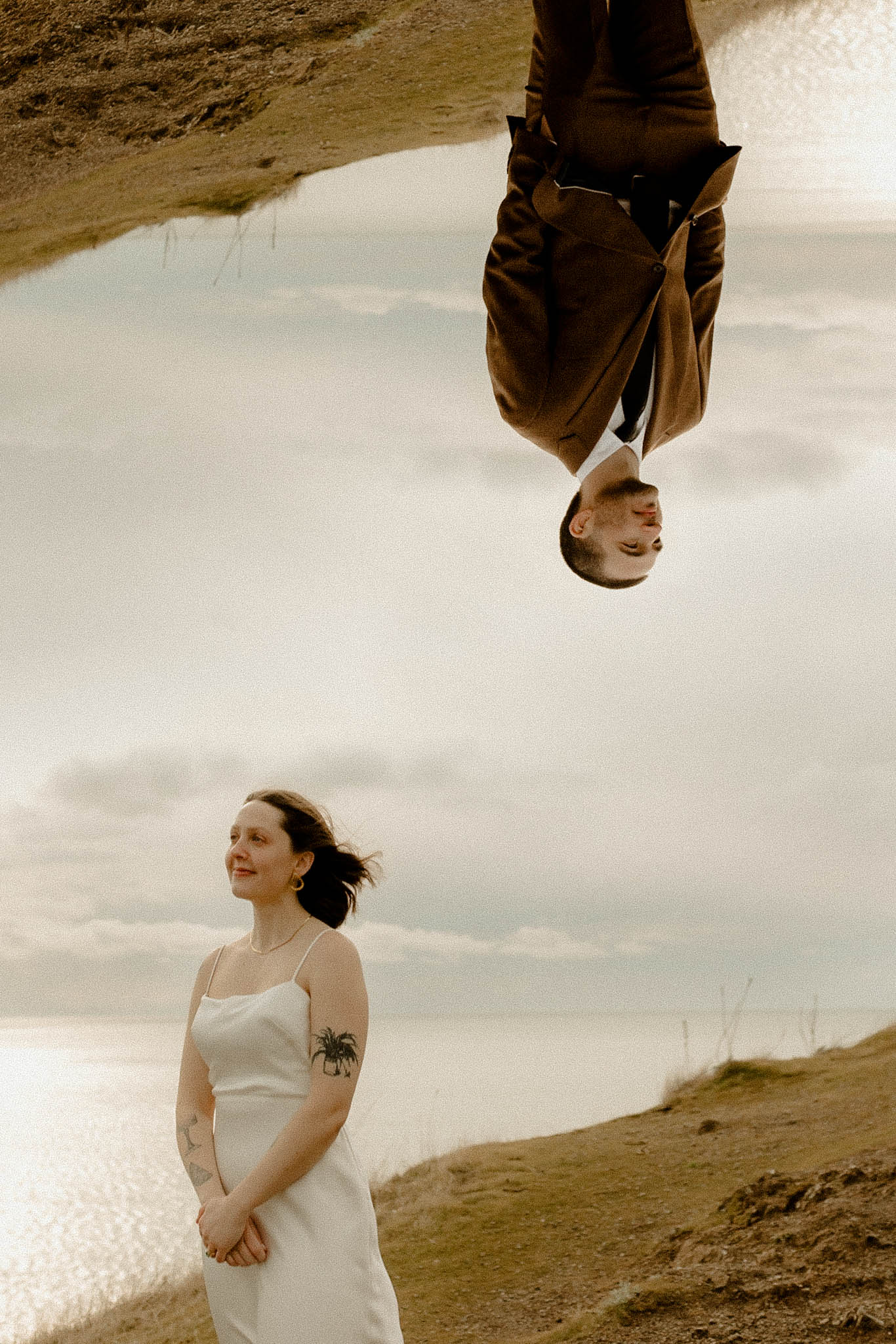 Creative elopement photography at Deception Pass focused on presence. 