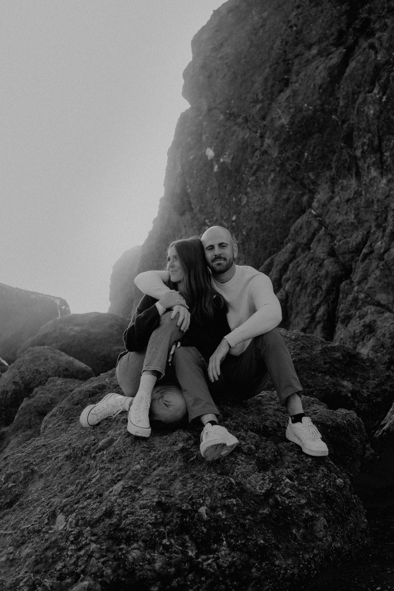Golden hour engagement photos at Ruby Beach in Forks Washington