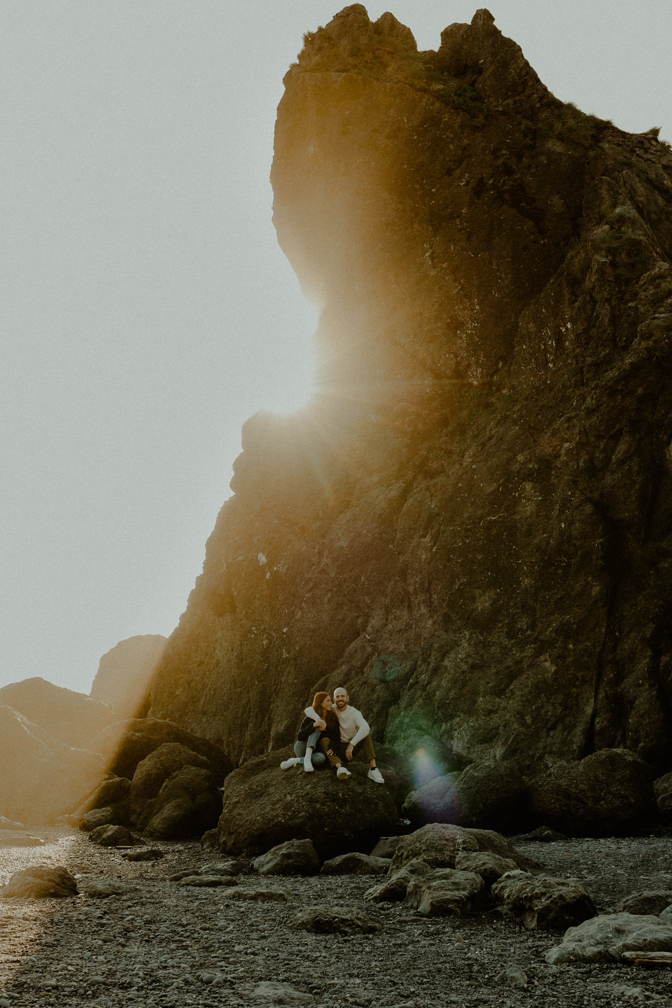 Sea stack engagement photos at Ruby Beach in Forks, Washington. 